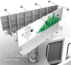 10个不同角度的高炮广告牌展示模型：10 Billboad Mock Ups
